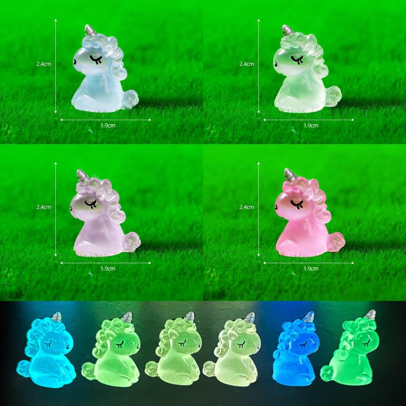 Adorable Cartoon Unicorn Figurine Resin Diy Miniature Night Light Decor Cute