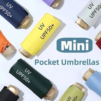 Flacher 50-fach faltbarer Regenschirm, ultraleichter Mini-Sonnenschirm, UV-Kleber, Sonnenschutzschirm für Damen, Regenschutz, Mehrzweck-Taschenschirm
