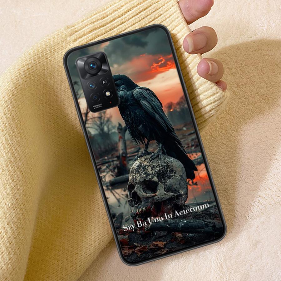 Raven Dark Crow Phone Case For Redmi Note 13 14 15 Pro Plus 12 13C 12C 15C 9 10 10C 9T 9C 9A TPU Soft Cover Clear Cell Cases Sho