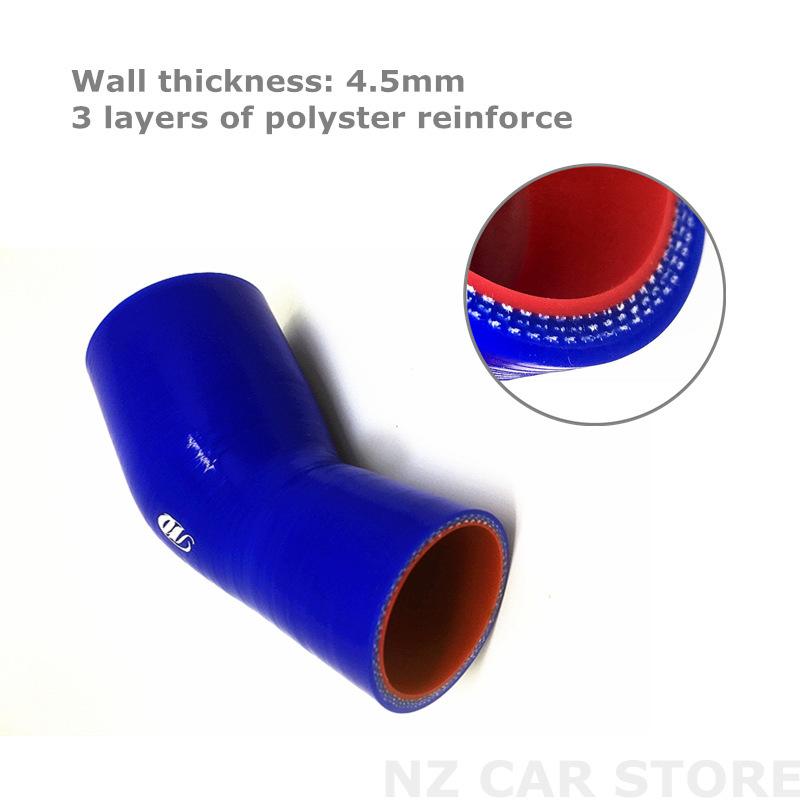 45 Degree Silicone Tubing Hose Intercooler Turbo Intake Pipe Coupler Hose Reducer Universal Multiple Sizes Blue 45-102mm