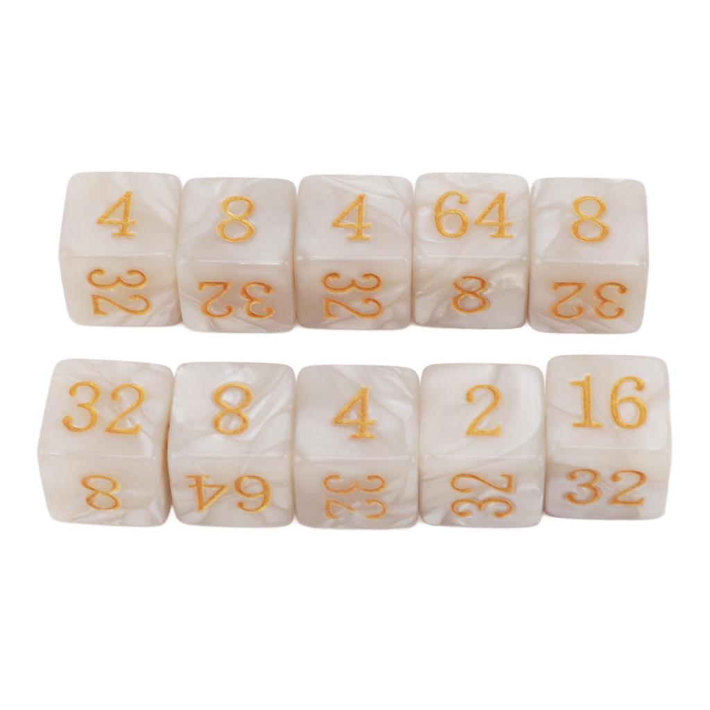 30PCS Number Dice Six Sided Multiples of 2 Number Plastic Light Weight Portable Dice   for Teaching Board Games