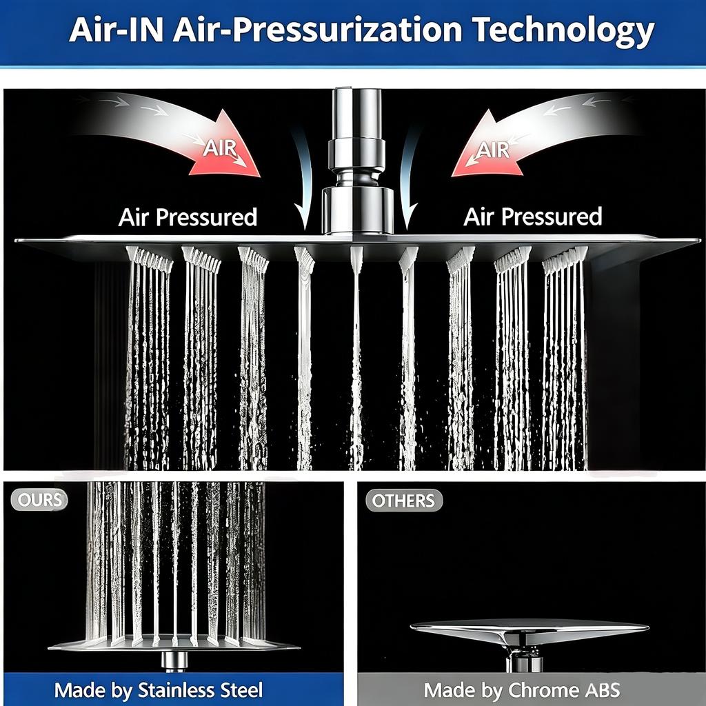 Complete Adjustable Shower Set, 8 Inch Ceiling Shower Head & 5.51 Inch Large Panel Handheld Shower, 8‑Mode Hand Shower With Spray Gun Function,