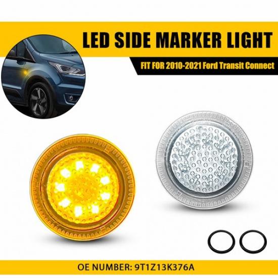 2X Repeater LED Side Clear Marker Light Amber 2010- For Transit Ford Connect