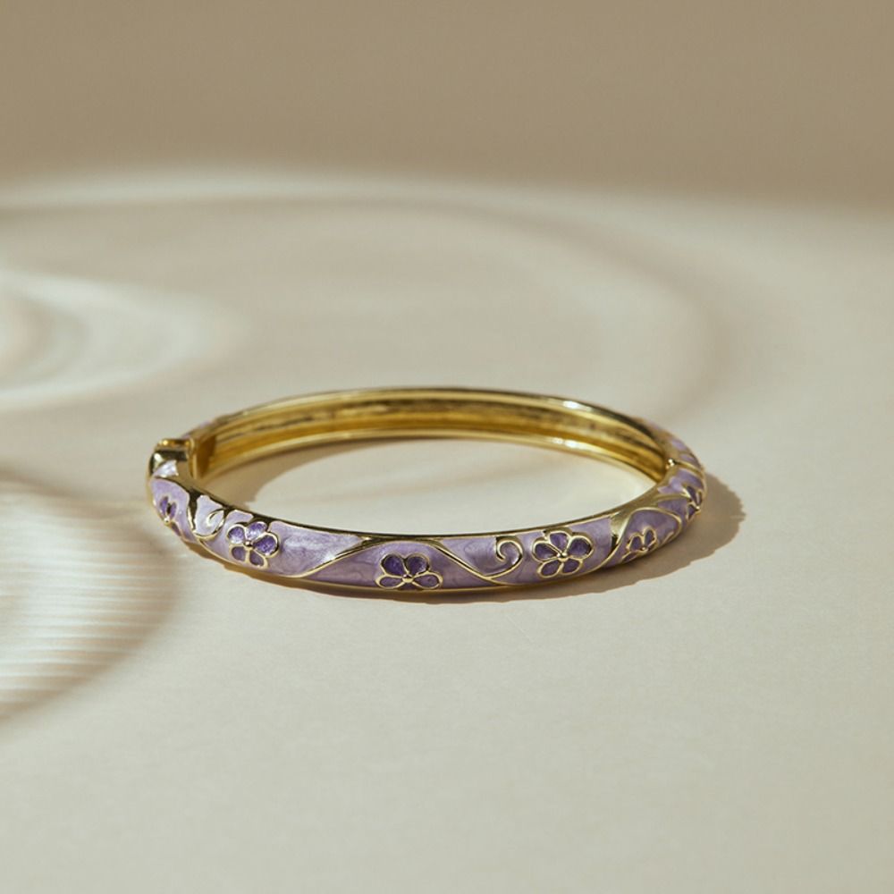 Colorful Vintage Cloisonne Bangle Traditional Women's Hand Bracelet Handicraft Flower Bangle Girls