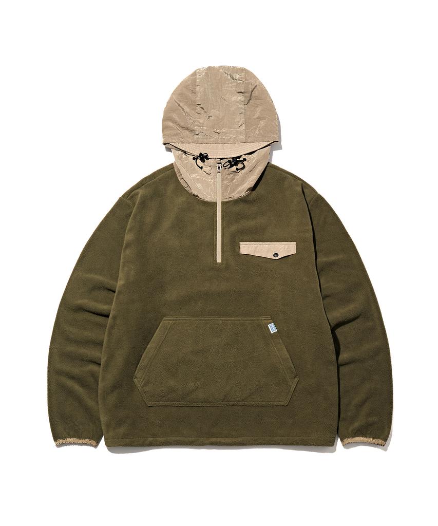 Discus Athletic Pocket Fleece Anorak Hoodie Khaki