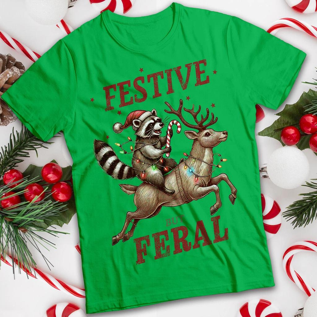 Funny Ugly and WoRaccoon Christmas T-Shirt Tee #MC