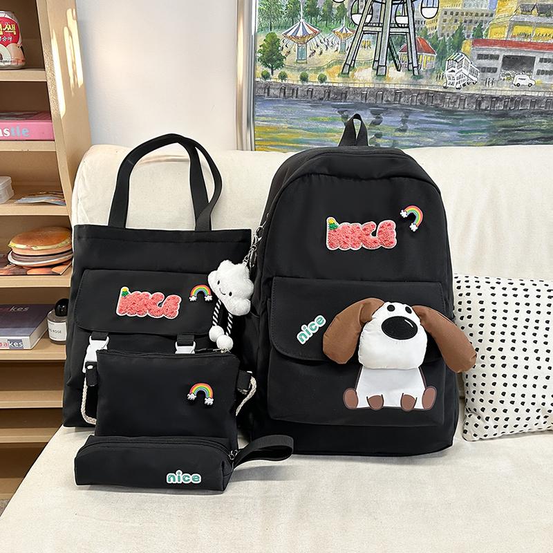Four-Piece Backpack Set Dog Pattern Large Capacity Senior High School Student School Bag Multi-Functional Backpack