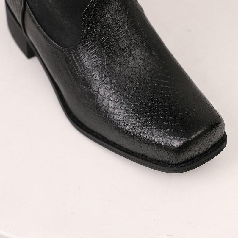 Cowgirls Embroider Western Boots Women's Cowboy Ankle Boots 2024 Autumn Winter New Chunky Comfy Square Toes Shoes Retro Leather