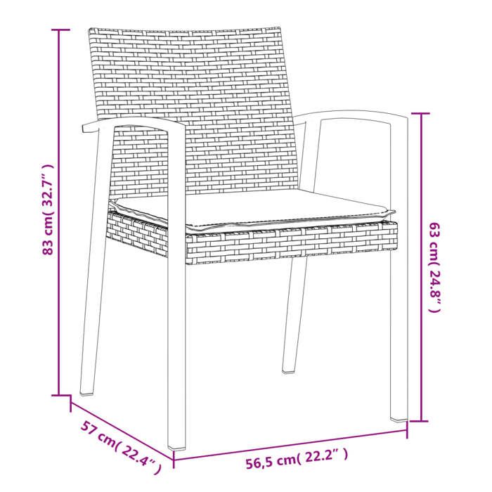 VidaXL Ensemble à manger de jardin 3 pcs coussins résine tressée acier, ensemble à manger, ensemble à manger d'extérieur, 3186971