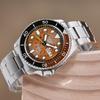 Seiko SEIKO5 Mechanisches Uhrwerk Edelstahlarmband Uhr Herrenuhren Orange Zifferblatt SRPJ47K1