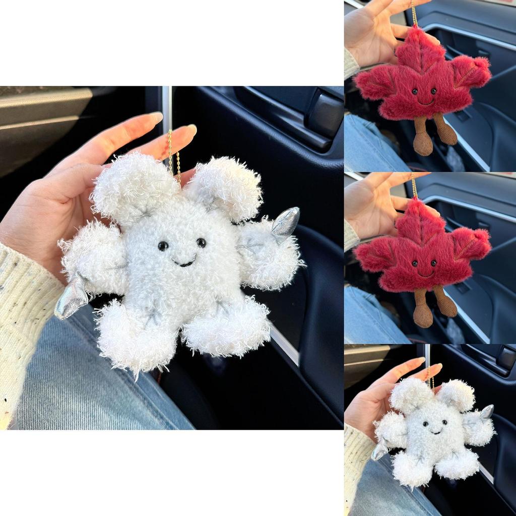Plüsch-Schneeflocke und Ahornblatt Schlüsselanhänger mit weicher Baumwollfüllung für Mädchen und Jungen