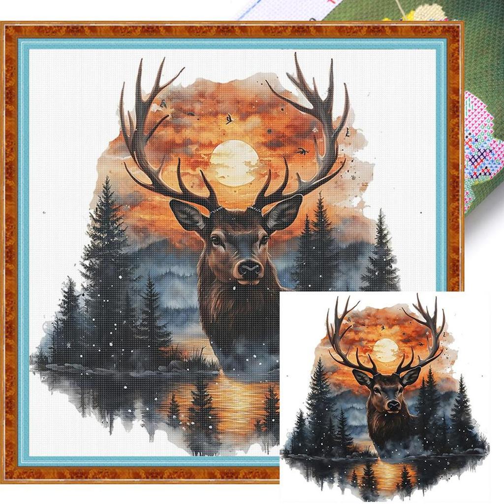 Animal Full 11CT DIY Stamped Cross Stitch Kits 40x40cm Cross Stitch Art and Crafts Kits for Beginners Adults Home Decor