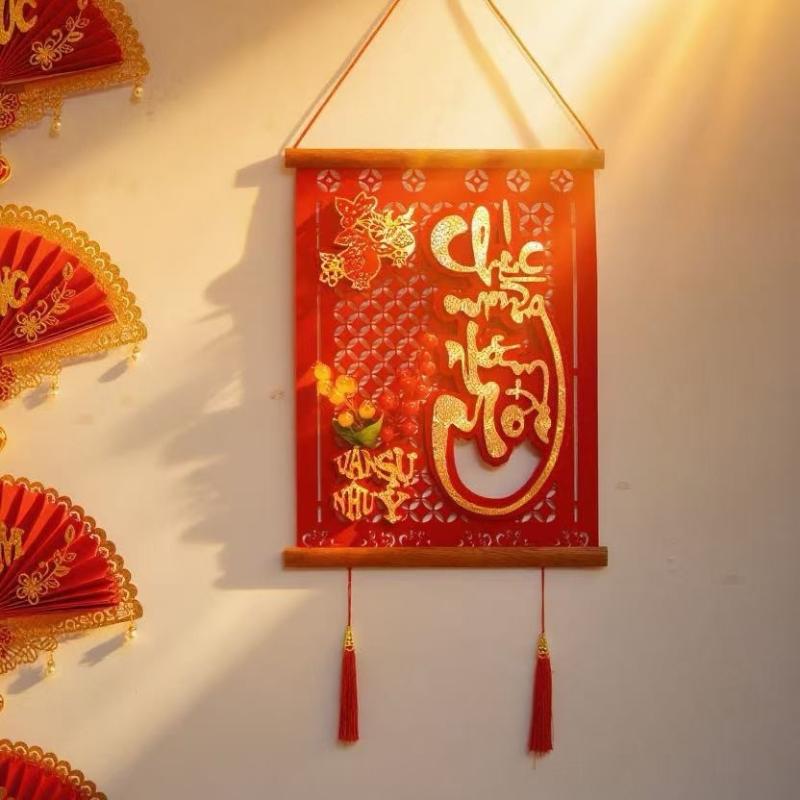 Horse Year 2026 Vietnamese Festive Ornaments, Spring Festival Tet Decor, New Year Wall Hanging Pendants Atmosphere.