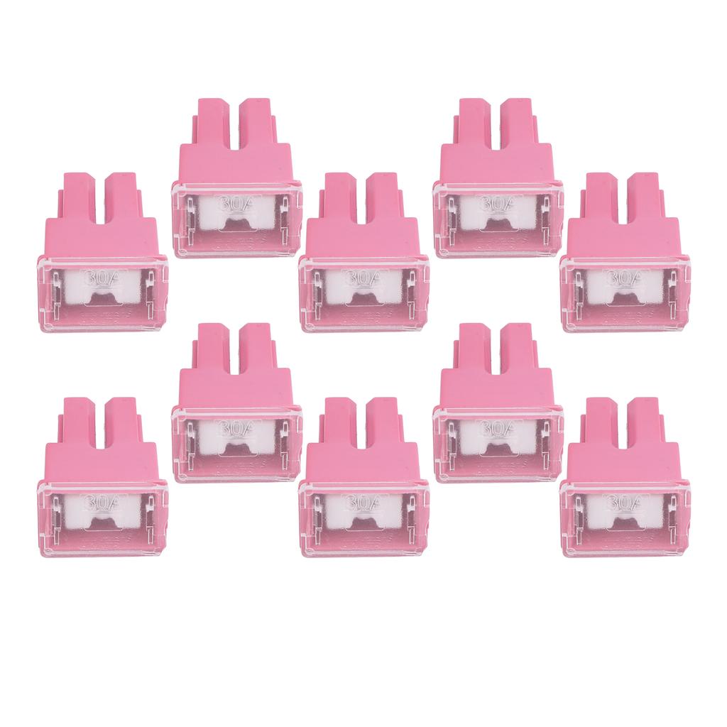 10PCS Slow Blow Fuses 30A 32V Double Straight Female Terminal Push In Type Fuse Set for Cars Trucks