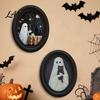 Ghost Oil Painting Print Halloween Wall Art, Cute Table Sign, Vintage Oval Framed Decor Picture, Decorative Art for Mantel Living Room Bedroom