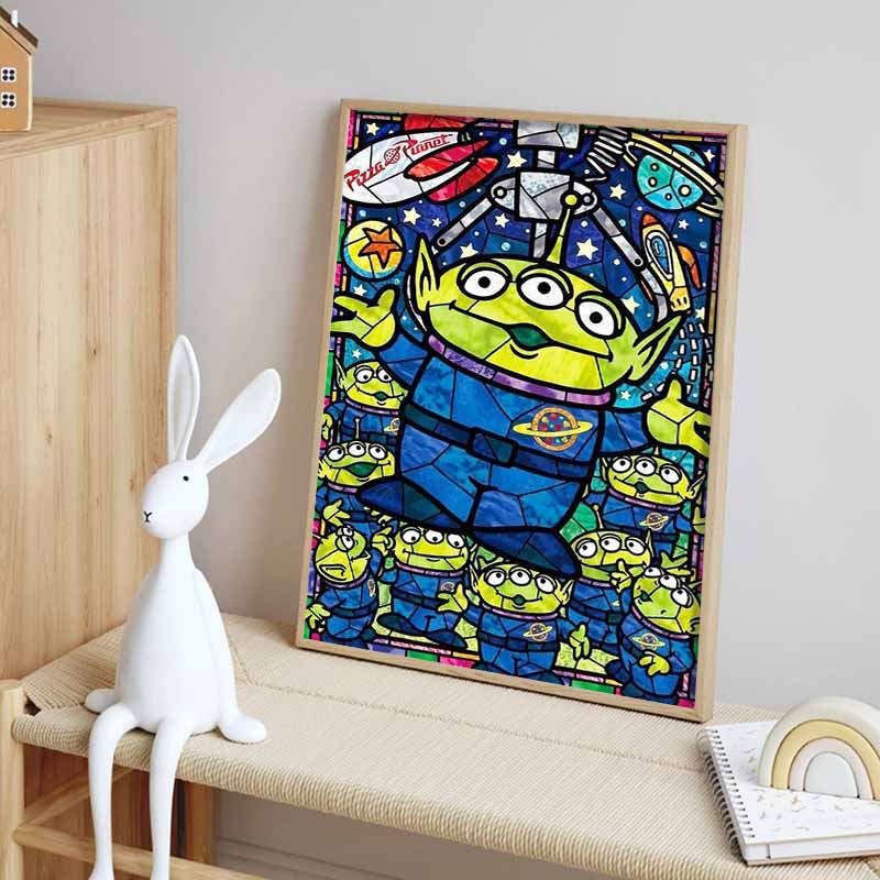 Disney Diamond Painting Three Eyed Monster Stained Glass Style Illustration 5D Diamond Painting Art Embroidery Cross-stitch Room Decoration