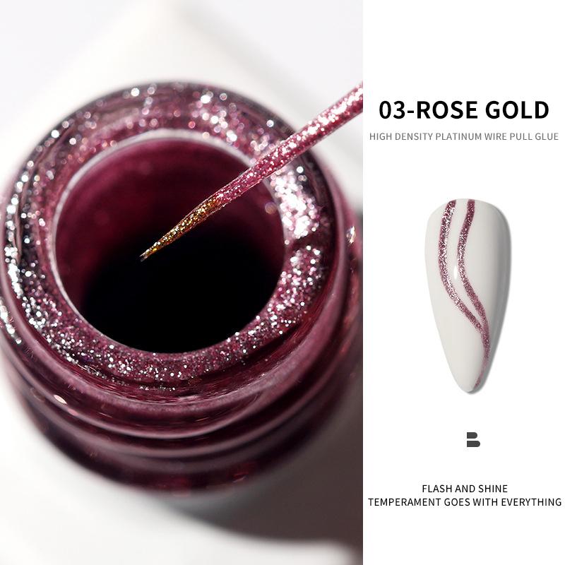 10ml Metallic Painting Gel Liner Nail Art 3D Mirror Chrome Effect Gel Silver/Gold/Rose Nail Polish Metal Painted Drawing Gel