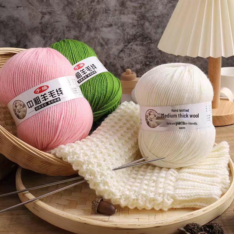 Silk Wool Acrylic Blend Medium Thickness Yarn, 4-Strand, for Hand Knitting Sweaters and Jackets