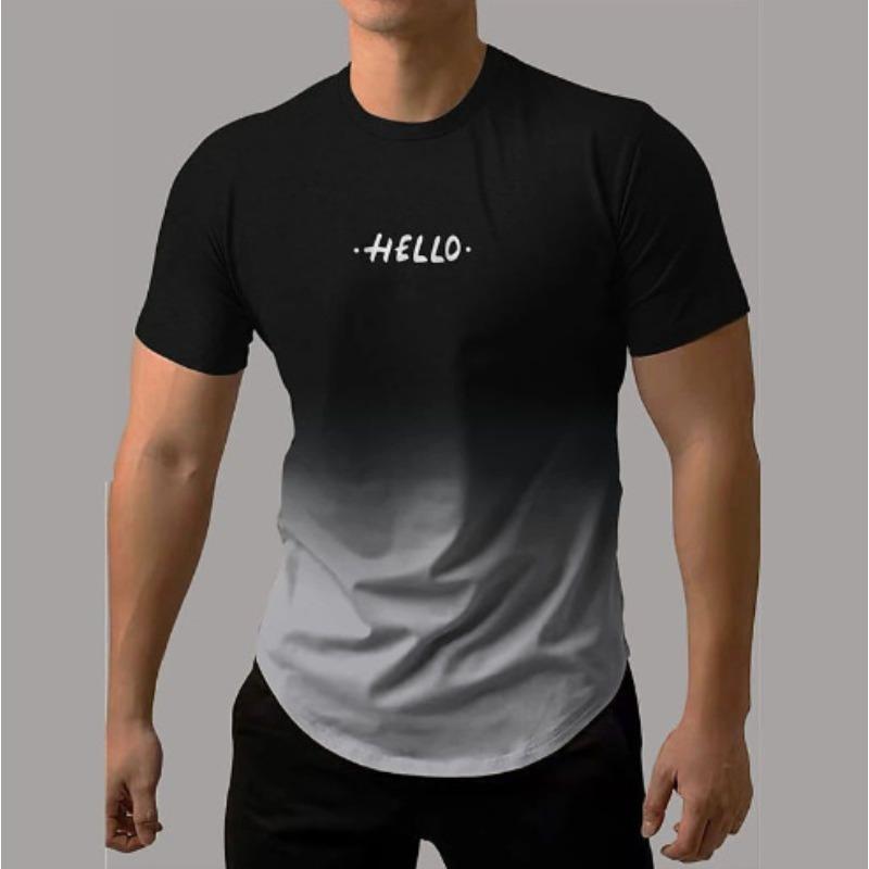 Men's 3D Printed T-Shirt gradient color Short Sleeve O-Neck Pullover casual top