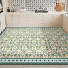 Large PVC Kitchen Floor Mat Waterproof Non-slip Green Rug Geometric Flower Design Home Decoration Rugs Durable Leather Carpet
