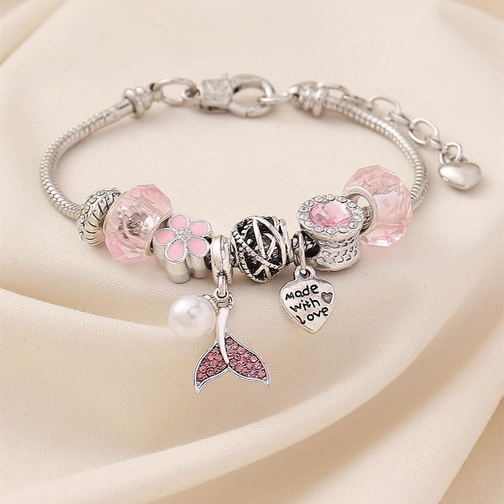 Mermaid Tail Beaded Bracelet With Crystal Accents For Girls Giftgiving