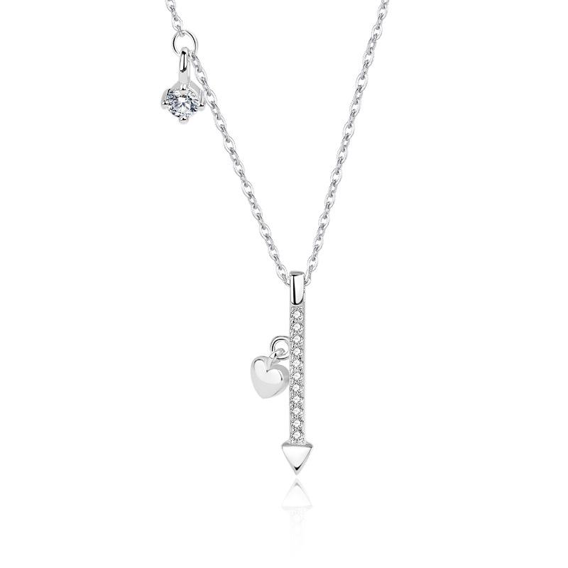 

Trendy S925 Silver Heart Sword Pendant Necklace - Light Luxury Women s Design 925 Silver платиновий