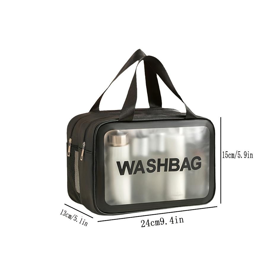 Double-Layer Waterproof Toiletry Bag - Transparent Dry & Wet Separation Cosmetic Organizer, Lightweight Travel Wash Bag for Women & Men