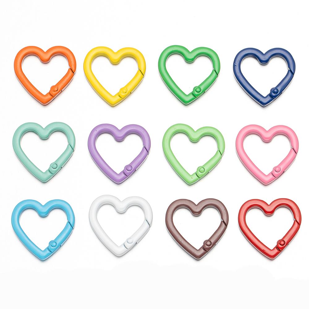 5Pcs 25mm Heart Shaped Carabiner Hook Ring Keychain Keyrings for DIY Jewelry Making Supplies Connector Buckles Accessories