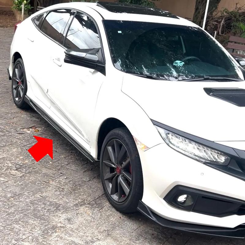 For Honda Civic 2015+ Hatchback Sedan Type-R Side Skirt Extension Line Rocker Panels Guard Body Kit ABS Gloss Black