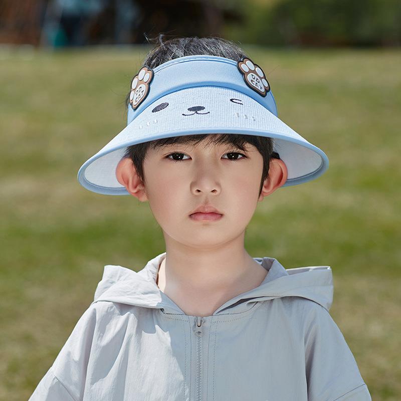 1093 Children's Hats Cartoon Cute Cat Big Eaves Empty Top Sun Protection Hat Summer Outdoor Boy and Girl Sun Hat