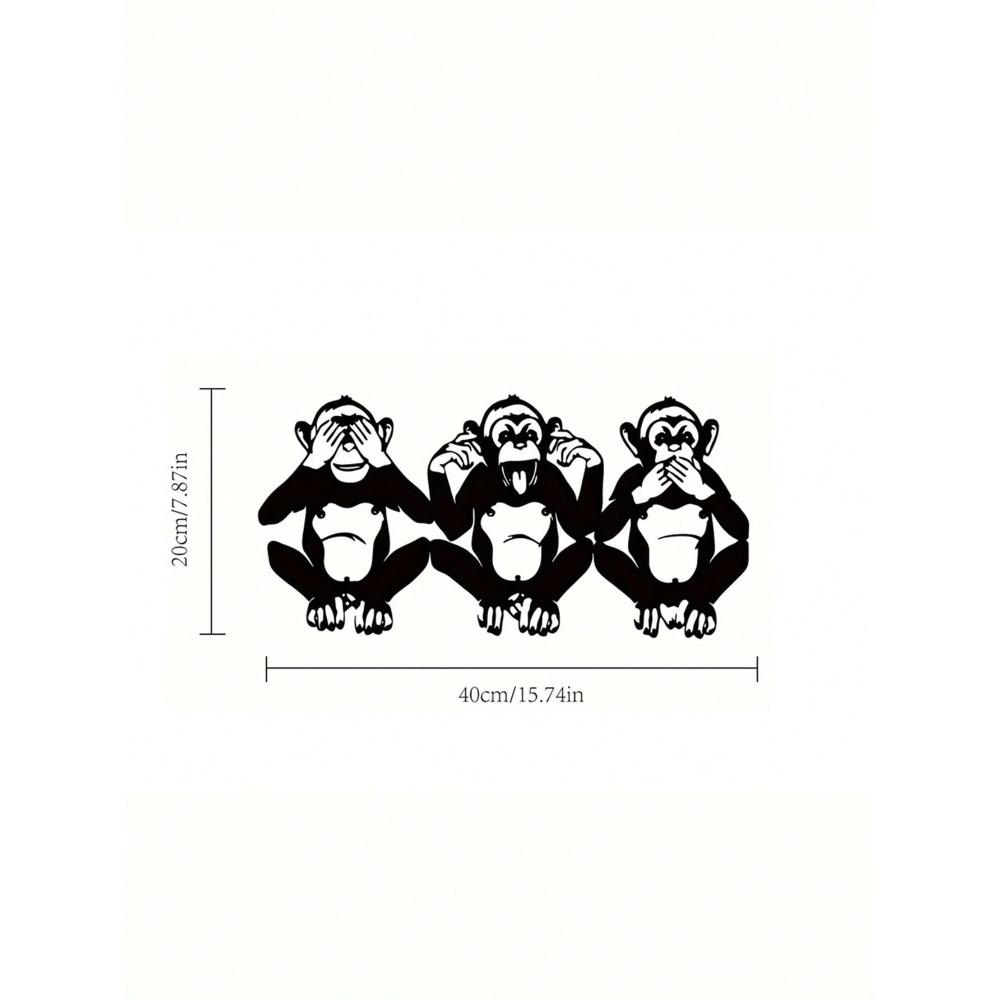 Metal Three Wise Monkeys Wall Sculpture, See Hear Speak No Evil Figure, Home Decor, Primate Animal Art, Iron Craft Gift