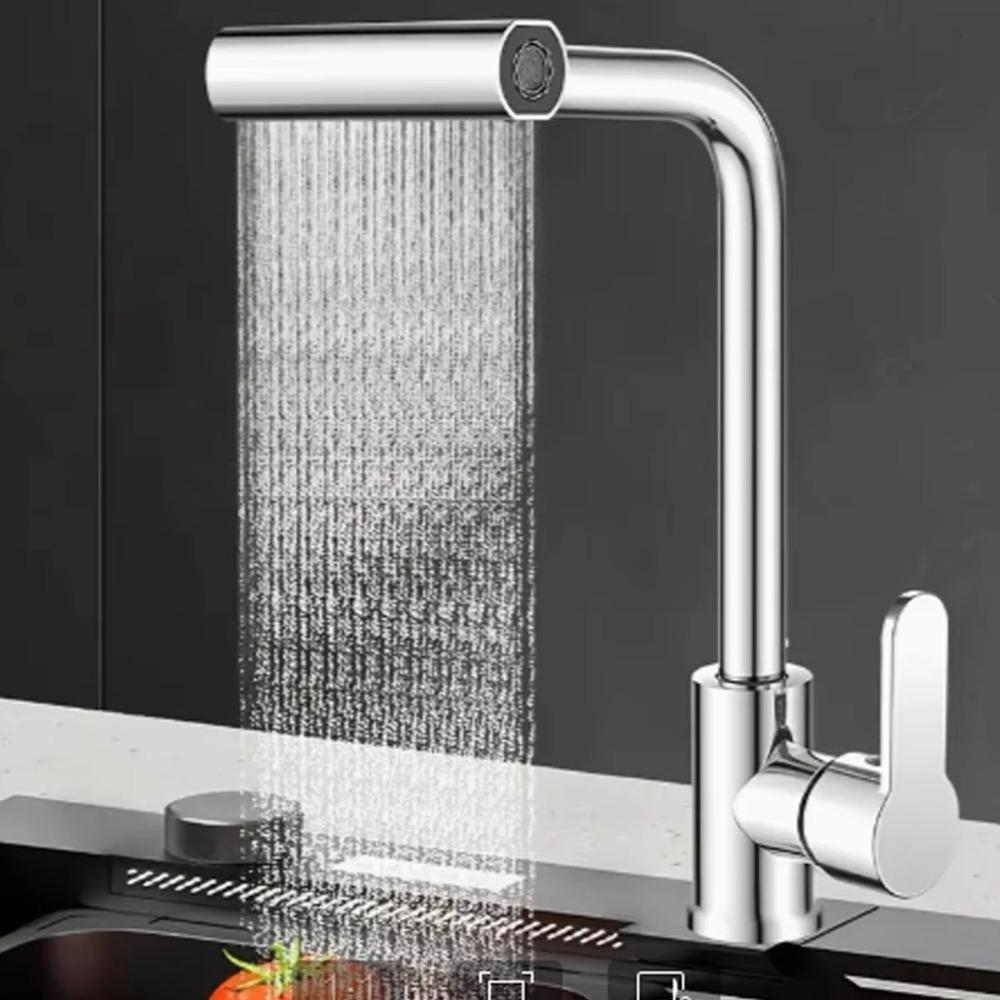 Rotation Function Stainless Steel Kitchen Faucet 4 Modes Single Handle Waterfall Faucet Multifunction Hot And Cold Water