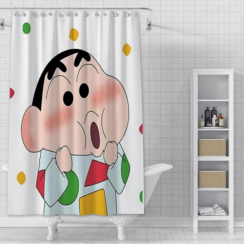 Shower Crayons Shinchans Curtain Waterproof Polyester Fabric Paint Colorful Bath Curtains Home Bathroom Decor Curtain With Hook