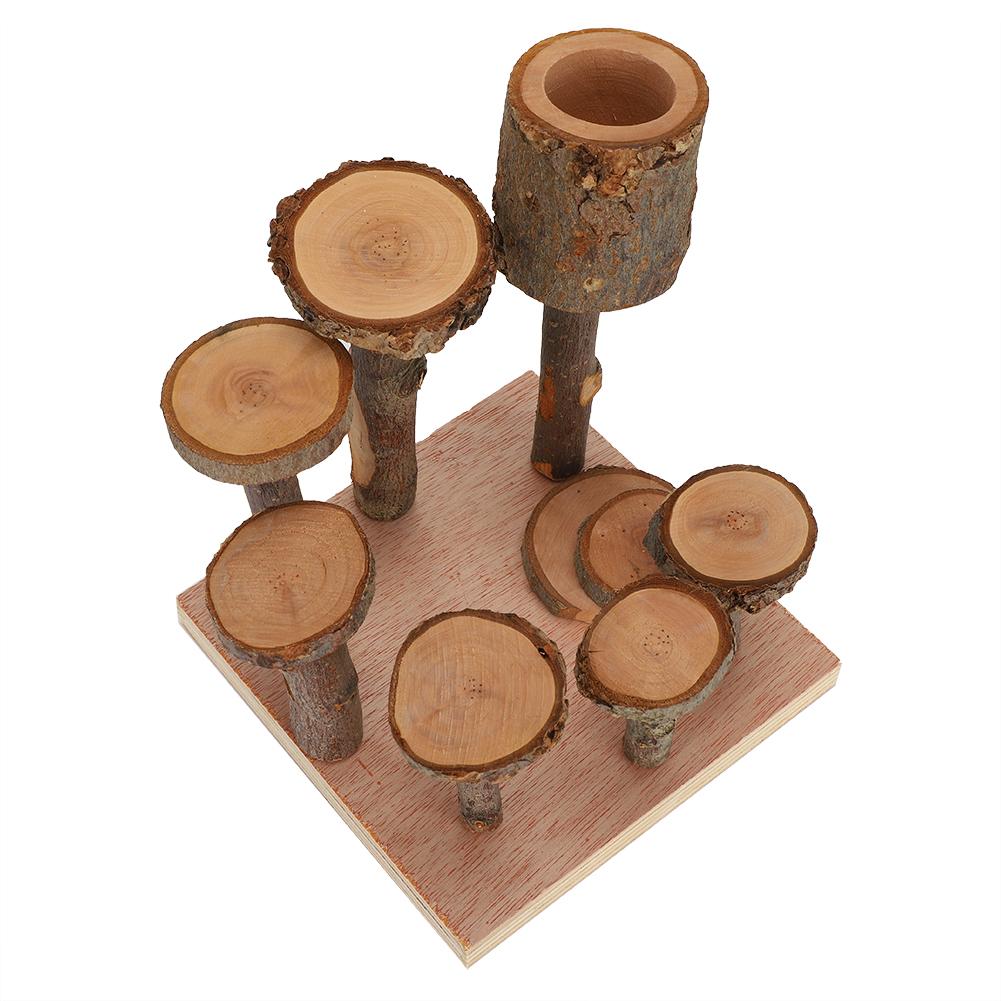 Small Pet Climbing Ladder Step Natural Applewood Fitness Exercise Feeder Chew Toy for HamsterColumn Model Small Size