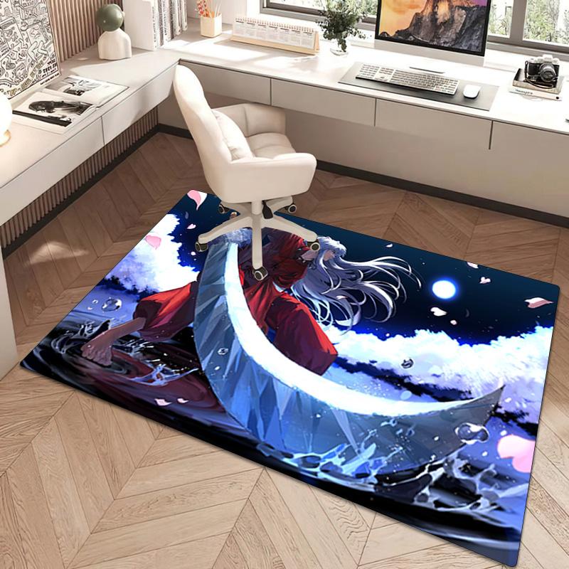 1PC Inuyasha Carpet Office Decorative Carpet For Living Room Bedroom Door Mat Floor Rug Computer Chair Area Rug Perfect Holiday Gift