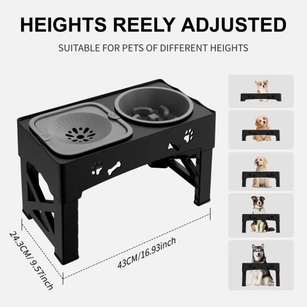 Adjustable Height Pet Feeder 3 In 1 Dog Double Bowls Elevated Dog Bowls For Kittens Puppies