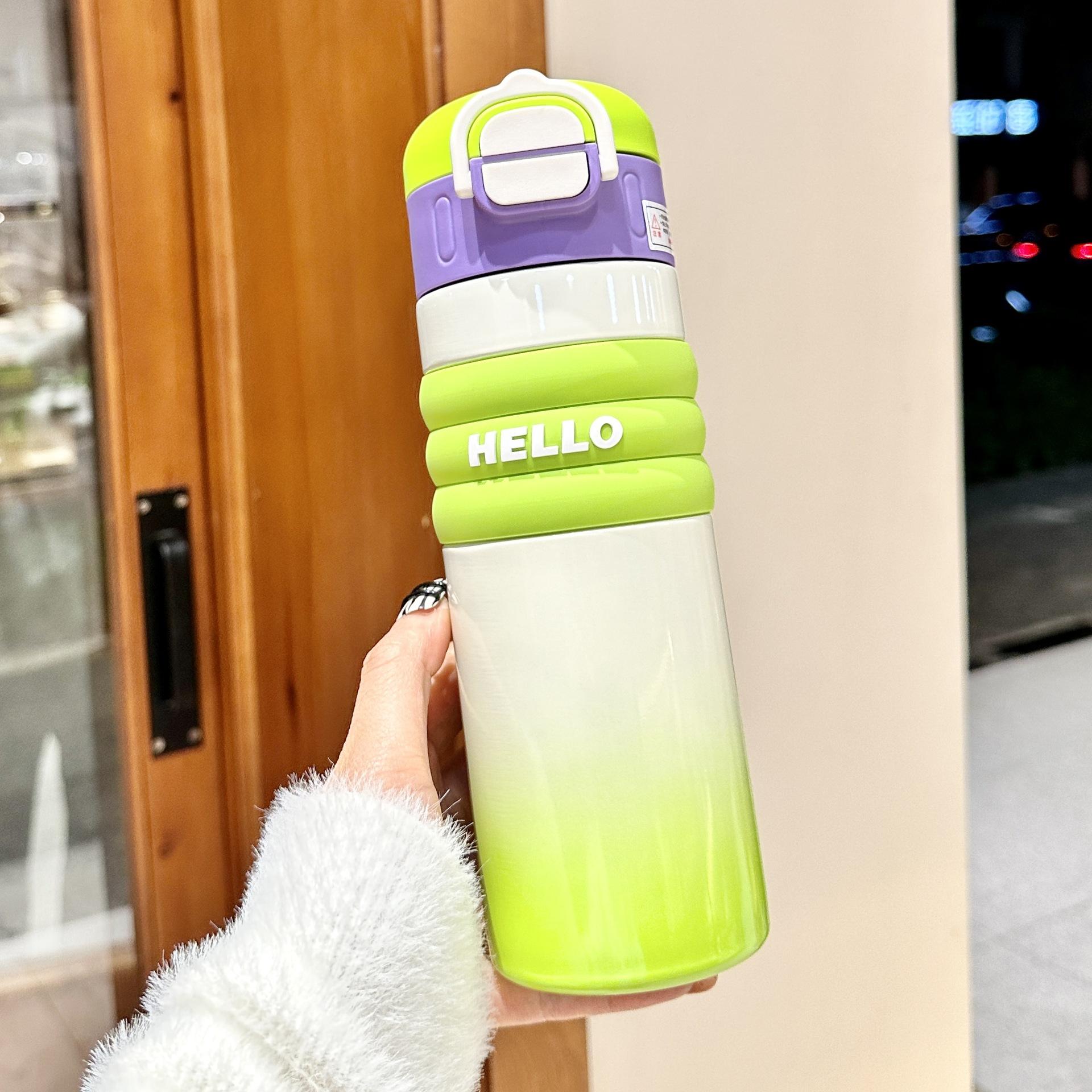 

Double Drink Red Panda Big Cap Kettle Thermos Cup Mug Kids Cartoon Cute Straw Cup Handy Rope Water Drinking Cup Durable Durable 520ml