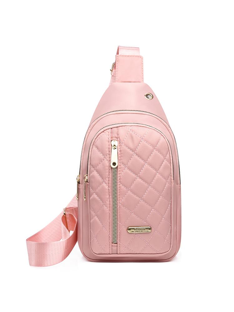 Women's Embroidered Nylon Chest Bag, Unisex Crossbody Sling Pack, Lightweight Travel Hiking Bag