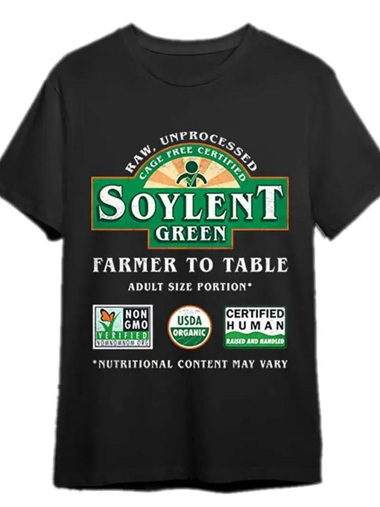 

Ultra-Soft Soylent Green Farmer to Table - Creative Print T-Shirt, Comfort-Fit 2XL
