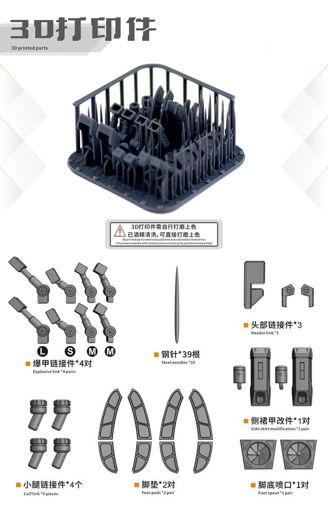 MS Robot Modification 3D Printer PLA Separation Effect for HG SEED FREEDOM Detail-Up Parts, (Armor 1/144 Z'Gok Ver.) [Used]