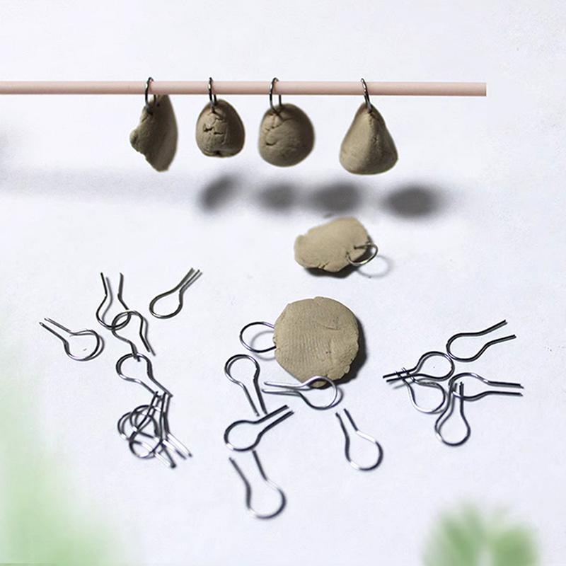 50/100Pcs Pottery Hanging Burning Needle Ring High Temperature Resistant Material DIY Ceramic Jewelry Hanging Ring Pottery Tools