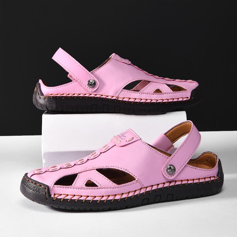 Summer Couple Sandals with Hollow Toe, Handmade Stitching, Men's Shoes, Outdoor Sandals, Oversized Beach Shoes, Women's Shoes