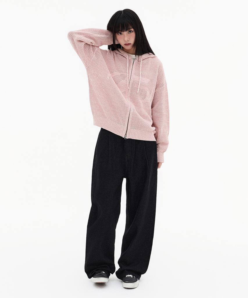 FILLUMINATE Symbol Mesh Knit Zip-Up - Black