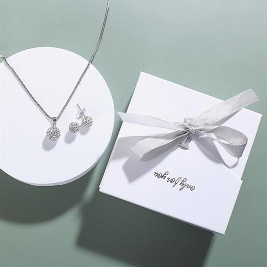 Shine Ball Necklace and Earrings Set Jewelry Gift Set