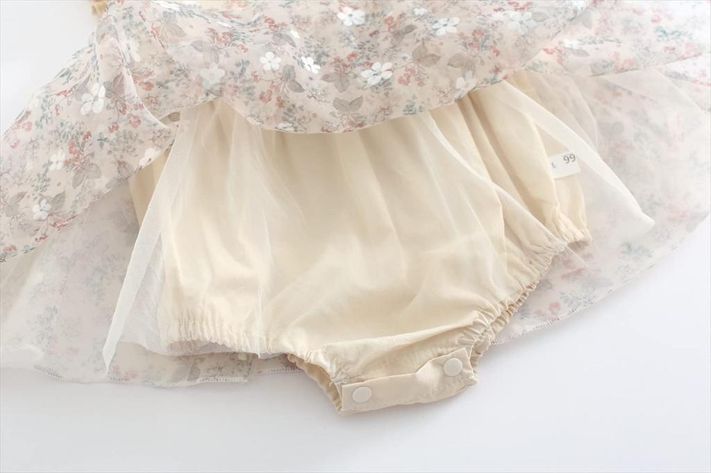 Romper Jumpsuit Bodysuit for Girls Newborn Infant Summer Flare Sleeves Overwear Hat Set Beige 12Months [Misia Luxury] 3-Piece [27156-27160]