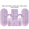 Purple Butterfly Party Supplies Disposable Tableware Set Paper Plates Cups Napkins Banner Girl Happy Birthday Baby Shower Decor
