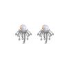 New Zircon Fireworks Light Luxury Exquisite Pearl Stud Earrings Female Cute Without Ear Holes Mosquito Coil Disc Ear Clips Niche High Sense