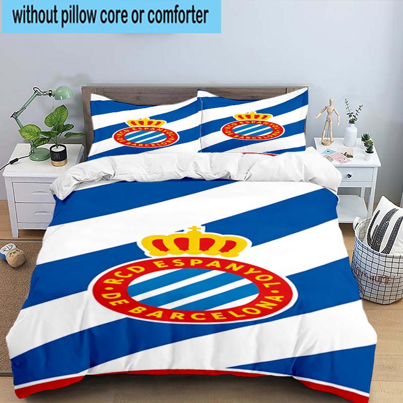 3PCS Football Espanyol Design Bedding Set,Including 1pc Duvet Cover And 2pcs Pillowcases Perfect for Bedroom, Dormitory, Fan Christmas gift