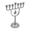 Hanukkah Menorah 7 Branch Holder Stand with Hexagonal Star Pendant X3UC