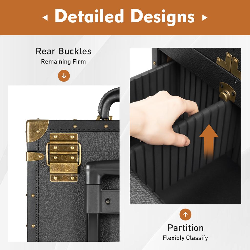 Professional 3-Tier Beauty Salon Luggage Case On Wheels, Lockable Hairdressing Tool Organizer Cart for Barbers & Stylists, Black